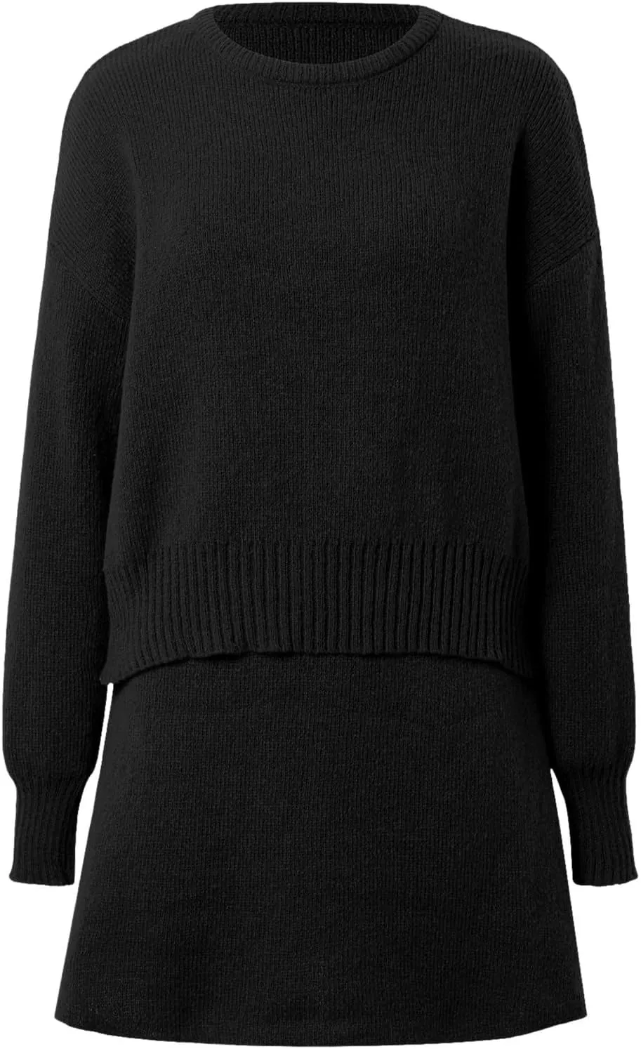 2 Piece Sweater Skirt Set for women Long Sleeve Mock Neck Ribbed Knit Top Pleated Skirts Matching Lounge Sets