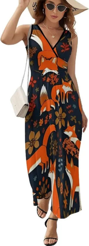 2025 Summer Tank Dress V-Neck Sleeveless Bodycon Beach Party Maxi Dress