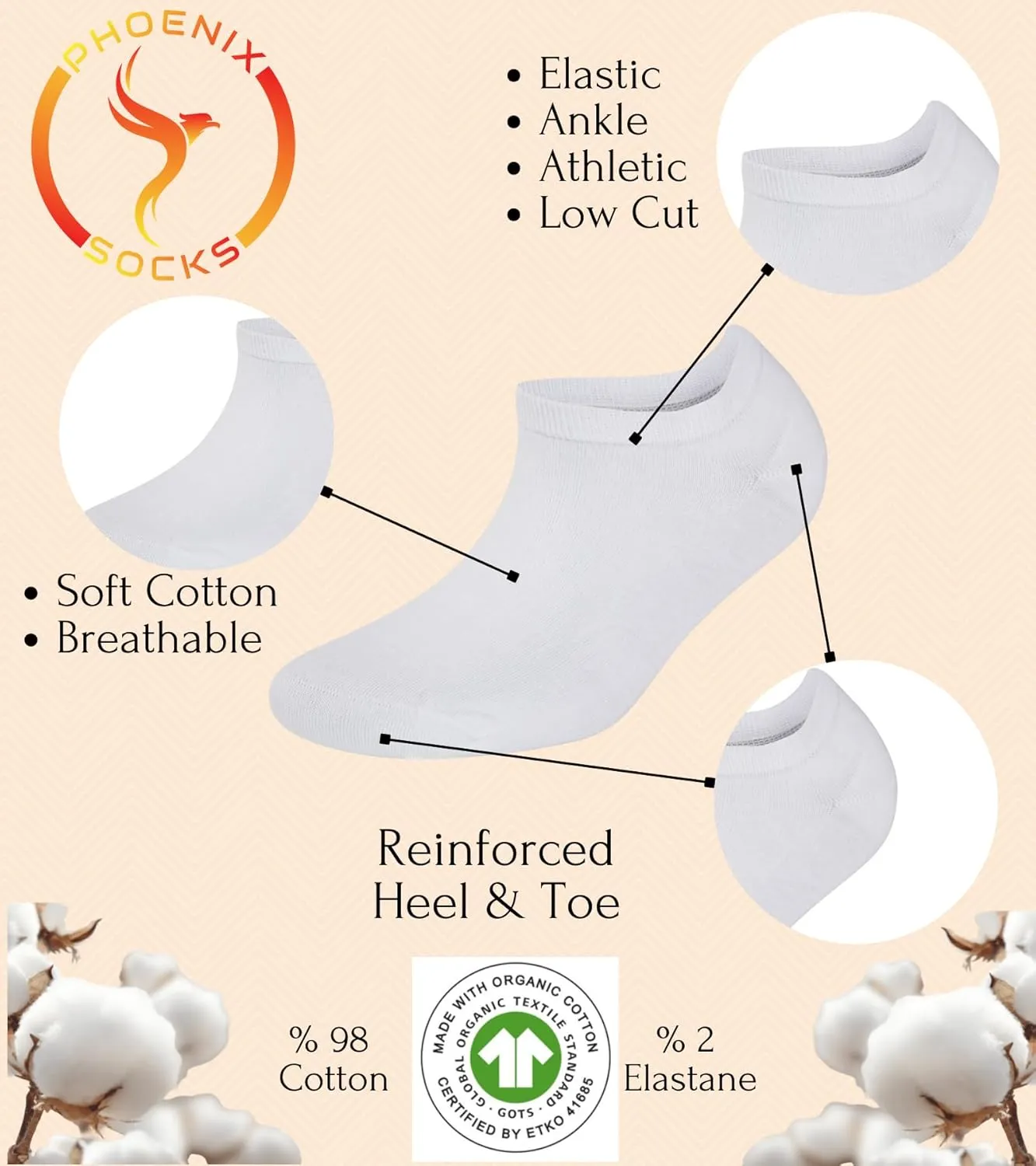 3 Pairs Cotton No Show Ankle Socks For Womens & Mens Low Cut Short Hosiery Athletic Running Casual Socks
