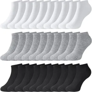 30 Pairs Low Cut Ankle Socks Bulk for Women Men Thin Breathable Casual No Show Athletic Socks Unisex Cotton Socks