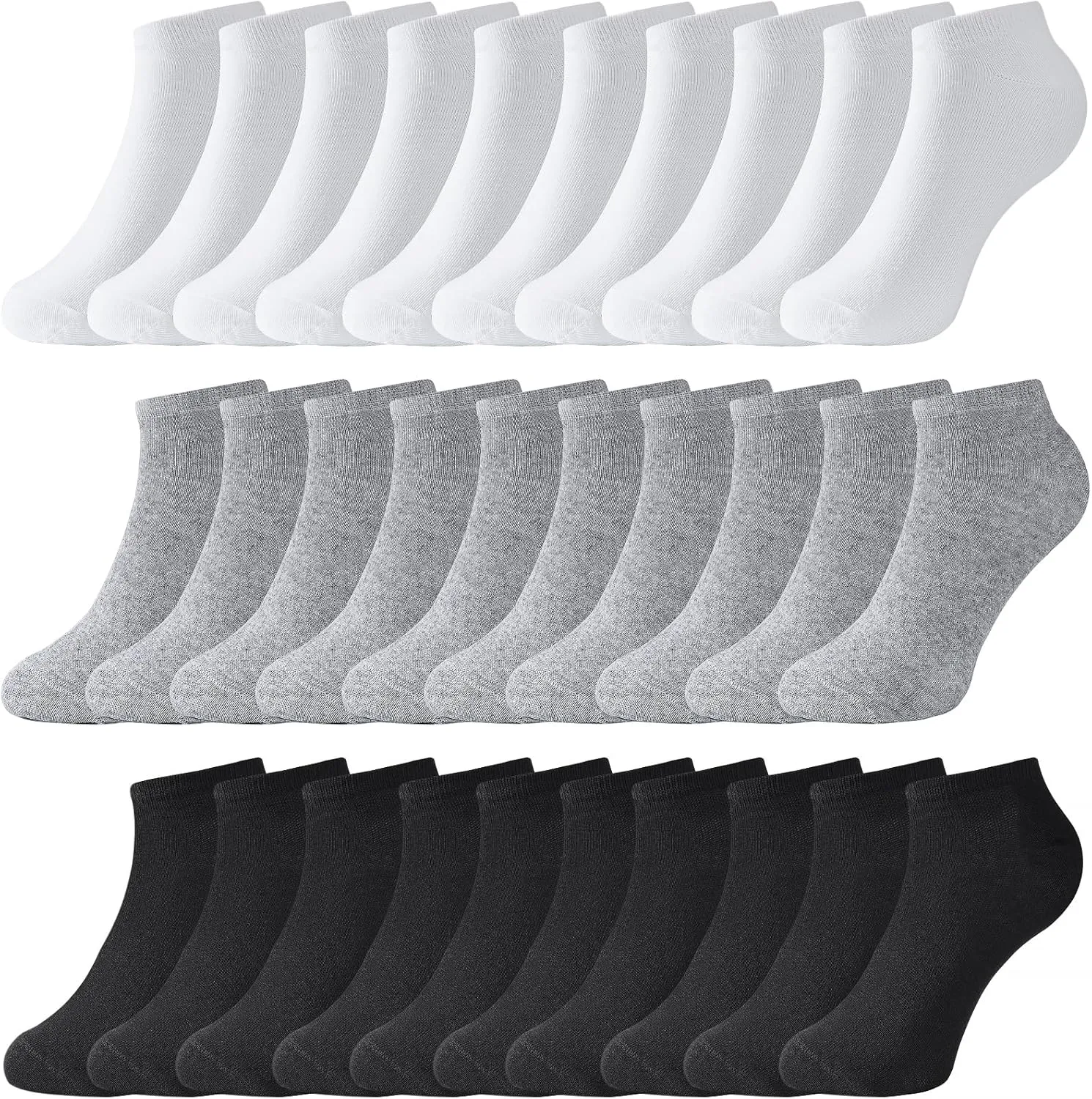 30 Pairs Low Cut Ankle Socks Bulk for Women Men Thin Breathable Casual No Show Athletic Socks Unisex Cotton Socks