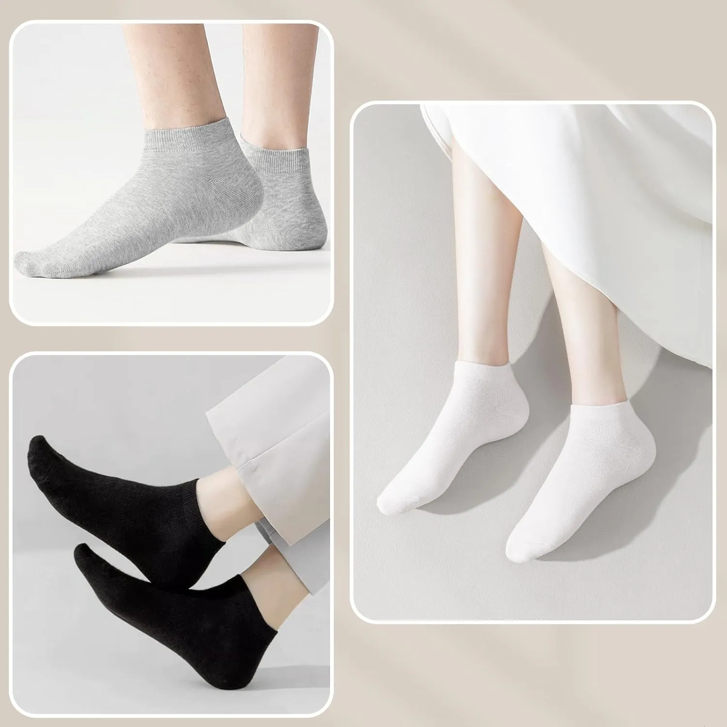 30 Pairs Low Cut Ankle Socks Bulk for Women Men Thin Breathable Casual No Show Athletic Socks Unisex Cotton Socks