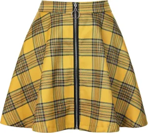 Allegra K Women's Christmas Plaid High Waist Casual A-Line Flare Zip-Up Preppy Checks Flare Mini Skirts