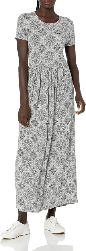 Amazon Essentials Women's Short-Sleeve Waisted Maxi Dress (Available in Plus Size)