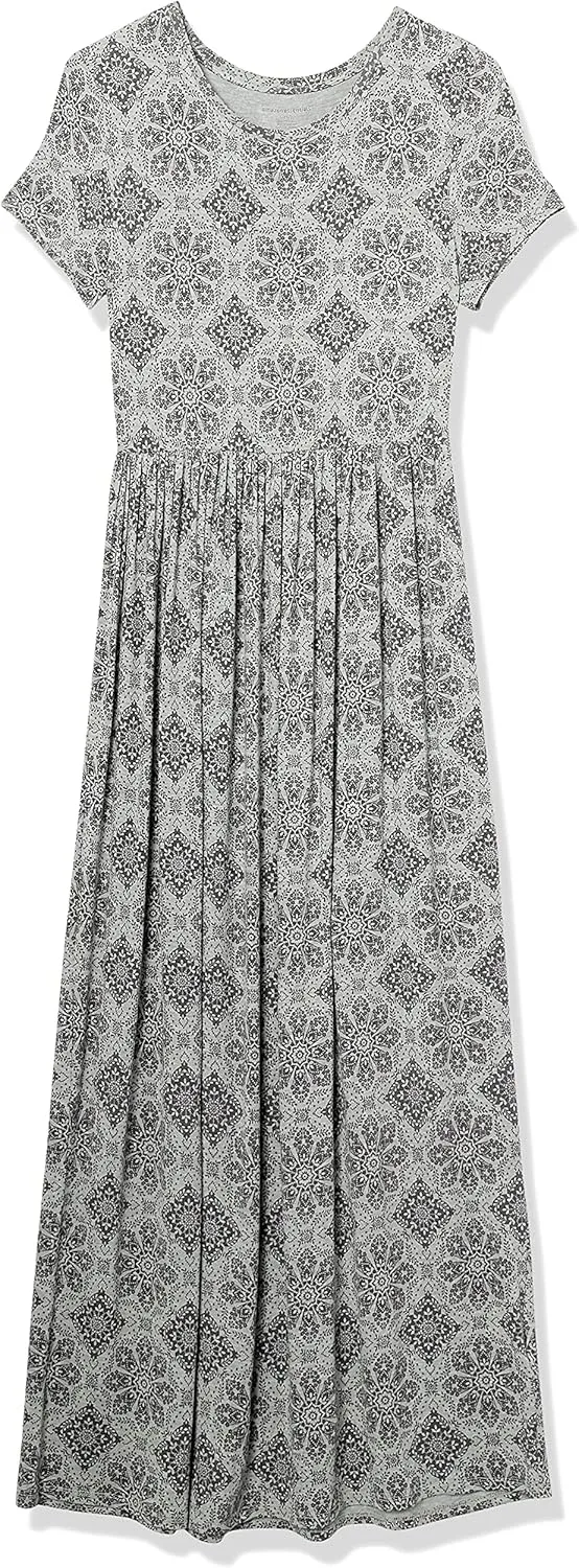 Amazon Essentials Women's Short-Sleeve Waisted Maxi Dress (Available in Plus Size)