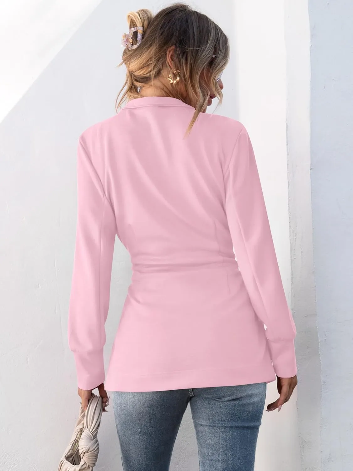 ANRABESS Womens Jacket Belted Casual Long Sleeve Wrap Trench Coat 2025 Spring Trendy Button Up Dressy Outerwear with Pockets
