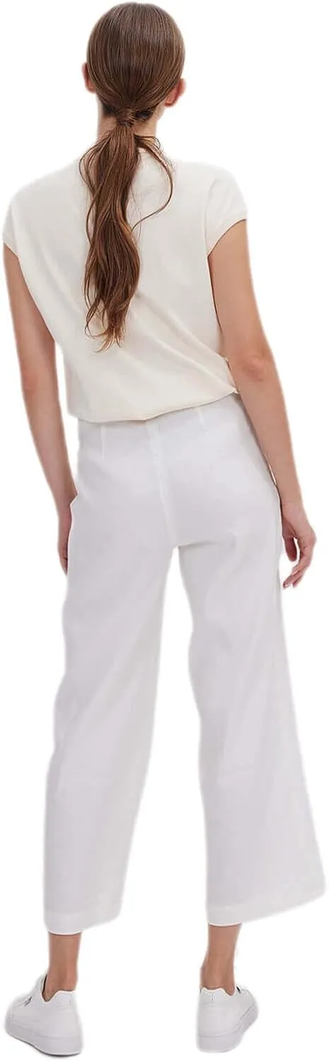 ASSUAL Women's Linen Blend Mid-High Waist Vintage Button Sailor Pants 079