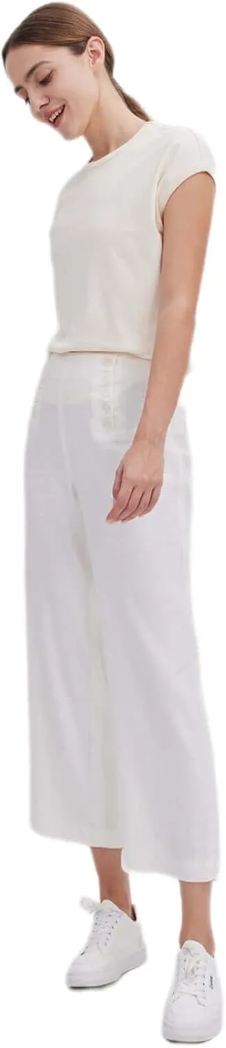 ASSUAL Women's Linen Blend Mid-High Waist Vintage Button Sailor Pants 079