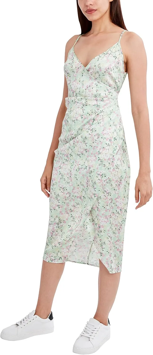 BCBGeneration Women's Spaghetti Strap Midi Wrap Dress