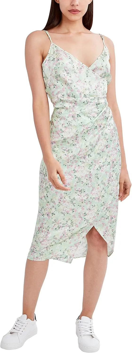 BCBGeneration Women's Spaghetti Strap Midi Wrap Dress