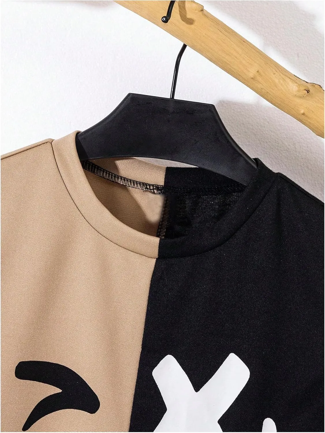 Boy's 2 Piece Summer Outfits Color Block Graphic Tees and Shorts Sets Steetwear Tracksuits