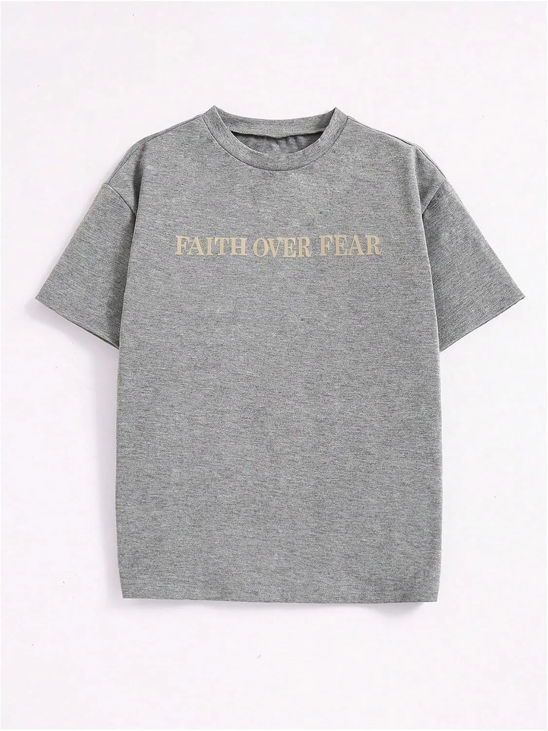 Boy's Letter Print Graphic Tees Short Sleeve Vintage T Shirt Round Neck Summer Tops Streetwear