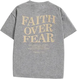 Boy's Letter Print Graphic Tees Short Sleeve Vintage T Shirt Round Neck Summer Tops Streetwear