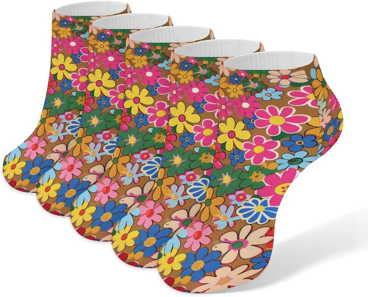 Bright Flower Style Socks No Show Socks Low Cut Anti-Slid Athletic Casual Invisible Liner Socks Unisex