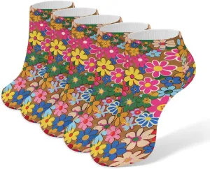 Bright Flower Style Socks No Show Socks Low Cut Anti-Slid Athletic Casual Invisible Liner Socks Unisex