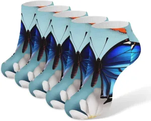 Butterfly And Flowers Socks No Show Socks Low Cut Anti-Slid Athletic Casual Invisible Liner Socks Unisex