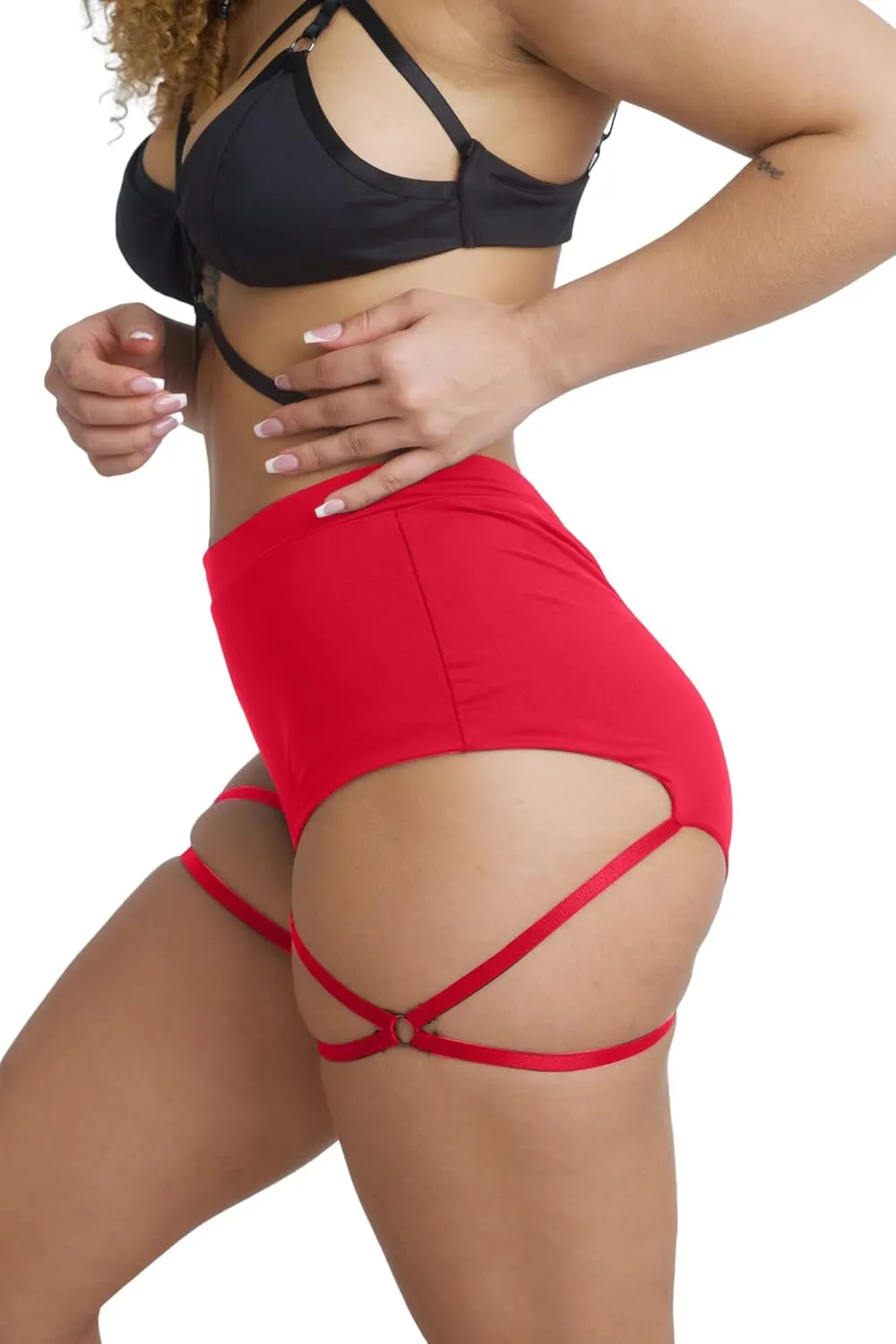 BZB Women's Booty Shorts with Garters High Waisted Workout Pole Dance Yoga Hot Pants Active Butt Lifting Sports Leggings
