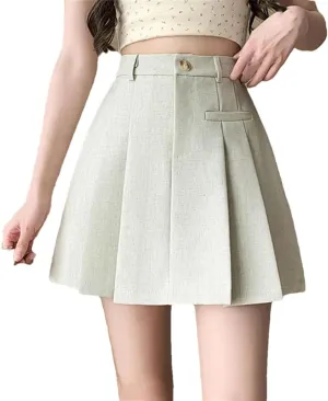 Casual Summer Short Mini Skirt for Women High Waist Stretch High Waist Pencil Suit Pleated Skirt