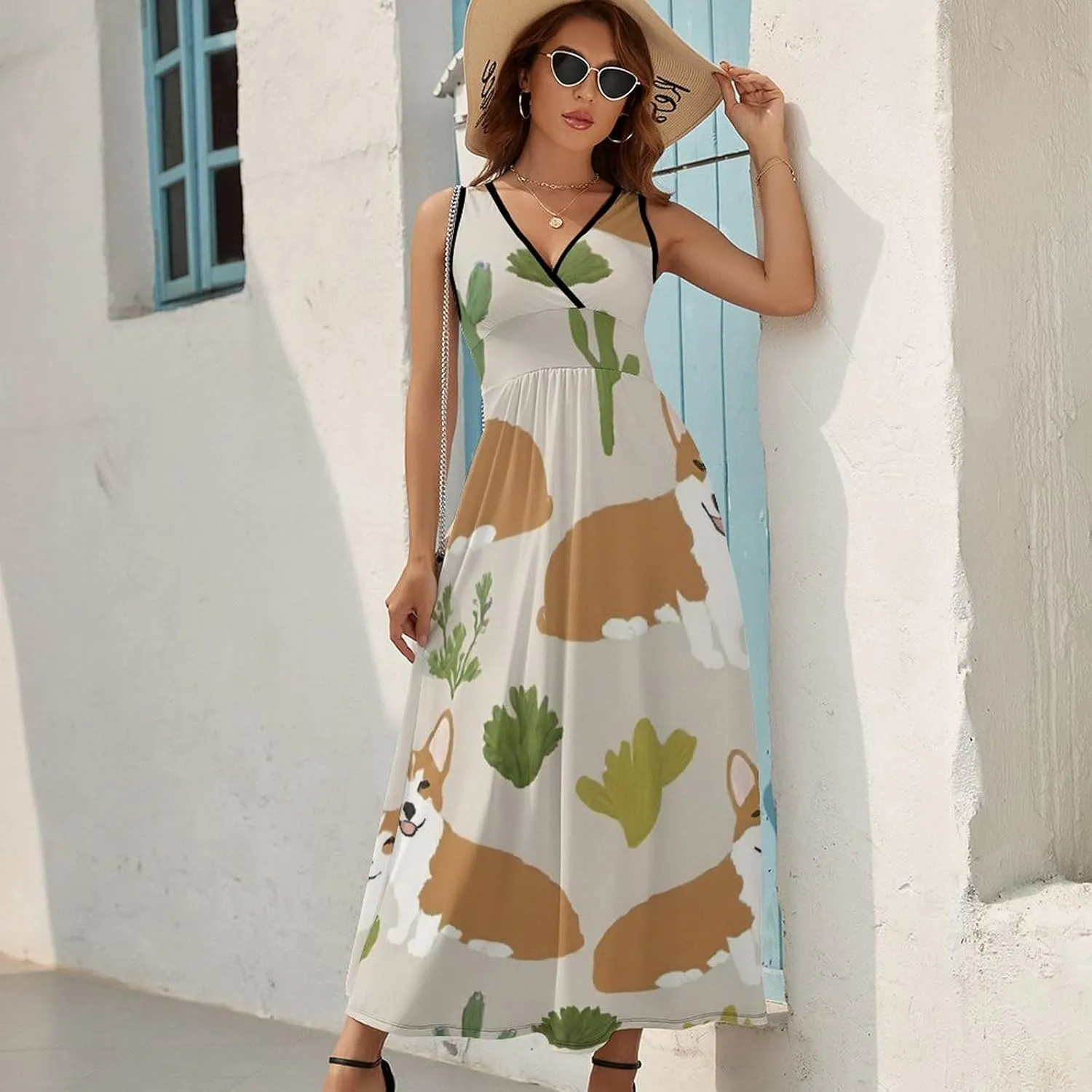 Casual Summer Tank Dress Sleeveless Fitted Beach Swing Dress