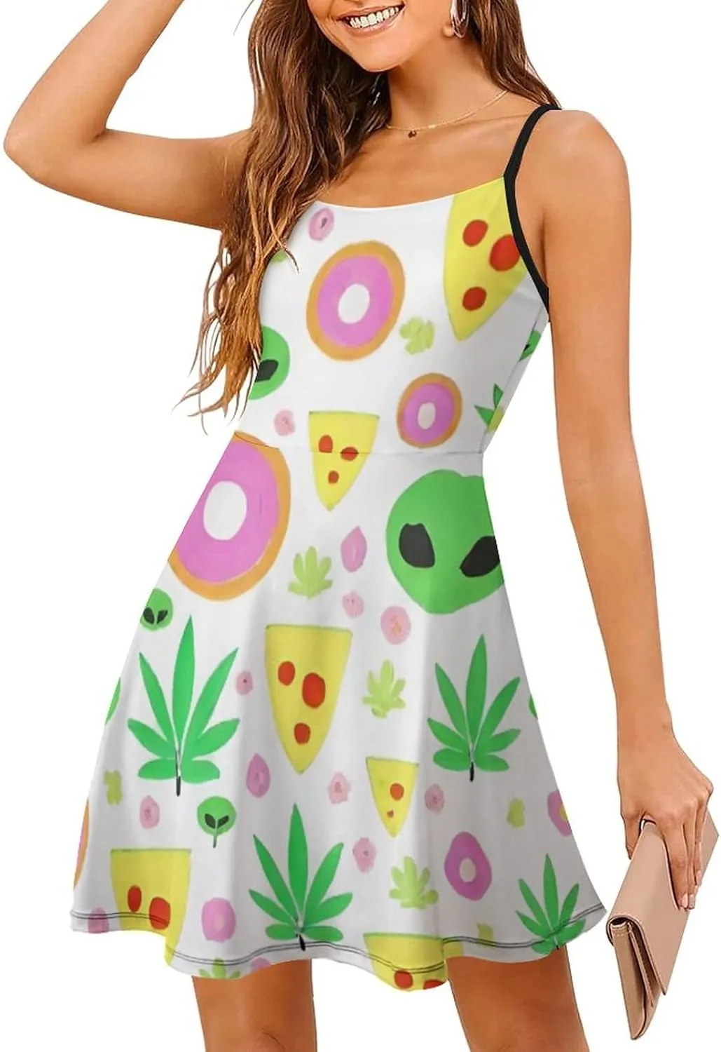 Casual Summer Tank Dress Sleeveless Fitted Beach Swing Dress
