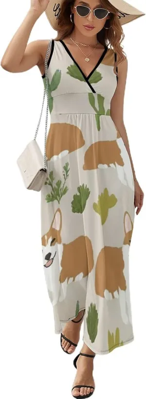 Casual Summer Tank Dress Sleeveless Fitted Beach Swing Dress