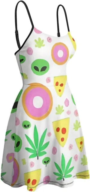 Casual Summer Tank Dress Sleeveless Fitted Beach Swing Dress