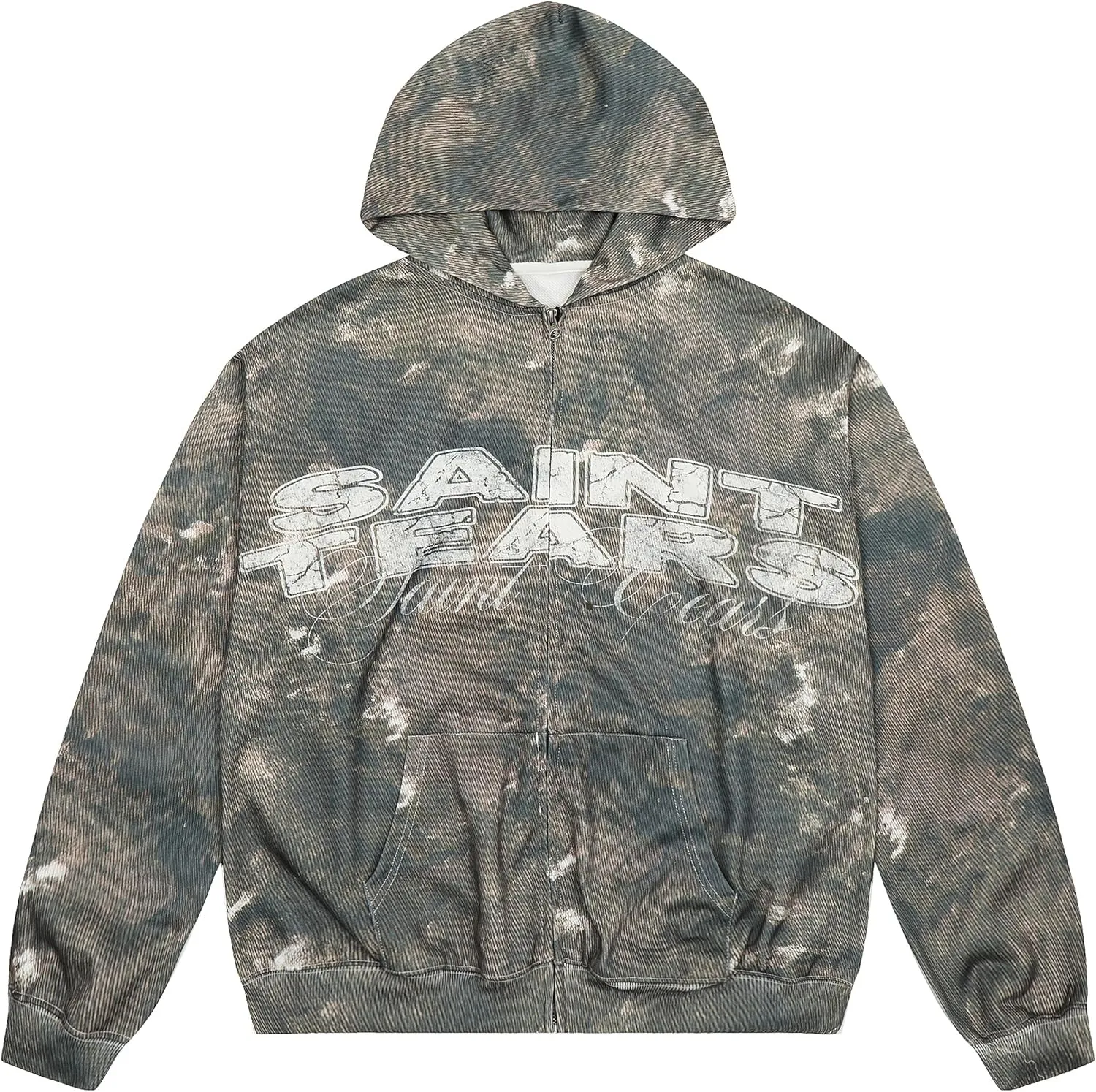 Chainsaw Man Mens Streetwear Zip Up Hoodie Saint Graphic Long Sleeve Jacket with Pockets Casual Letter Print Sweatshirt