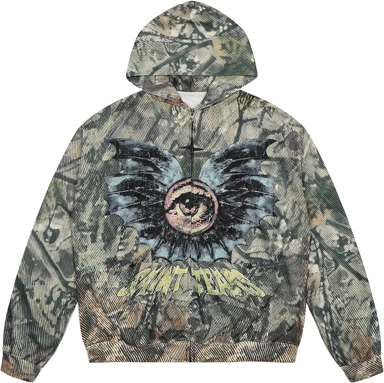 Chainsaw Man Mens Streetwear Zip Up Hoodie Saint Graphic Long Sleeve Jacket with Pockets Casual Letter Print Sweatshirt