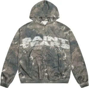 Chainsaw Man Mens Streetwear Zip Up Hoodie Saint Graphic Long Sleeve Jacket with Pockets Casual Letter Print Sweatshirt