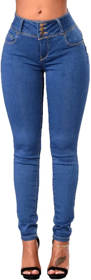 CHARTOU Women's Mid Rise Stretchy Skinny Tapered Leg Denim Jeans Pants