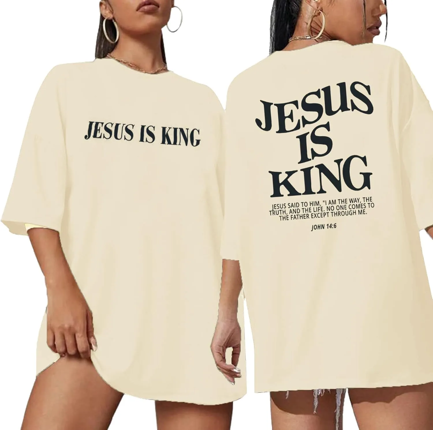 Christian Oversized Shirts for Women Jesus God Shirt Faith Tees Bible Verse T-Shirt Religious Inspirational Tops