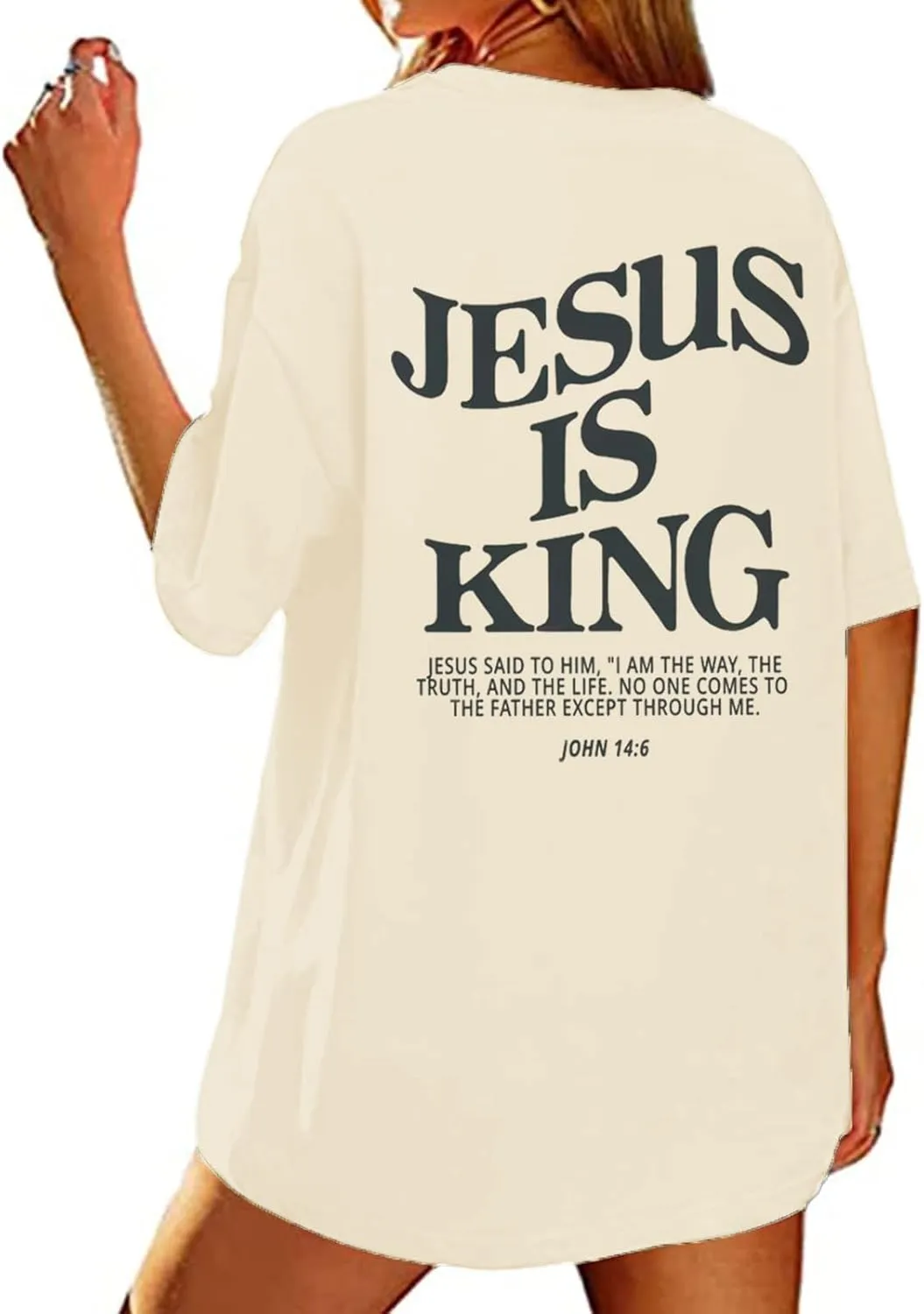 Christian Oversized Shirts for Women Jesus God Shirt Faith Tees Bible Verse T-Shirt Religious Inspirational Tops