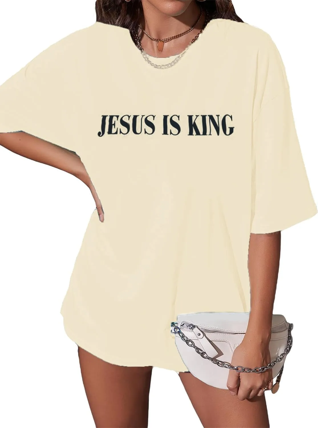 Christian Oversized Shirts for Women Jesus God Shirt Faith Tees Bible Verse T-Shirt Religious Inspirational Tops