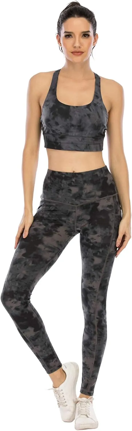 CHRLEISURE Leggings with Pockets for Women, High Waisted Tummy Control Workout Yoga Pants
