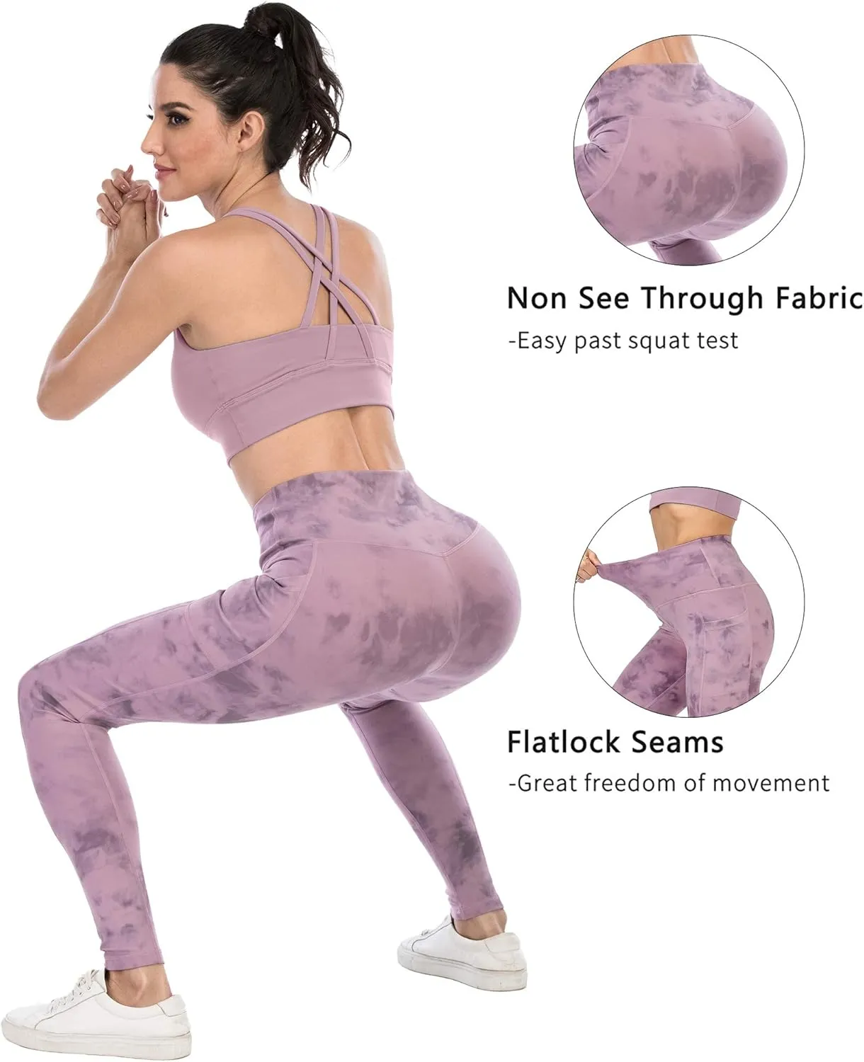 CHRLEISURE Leggings with Pockets for Women, High Waisted Tummy Control Workout Yoga Pants