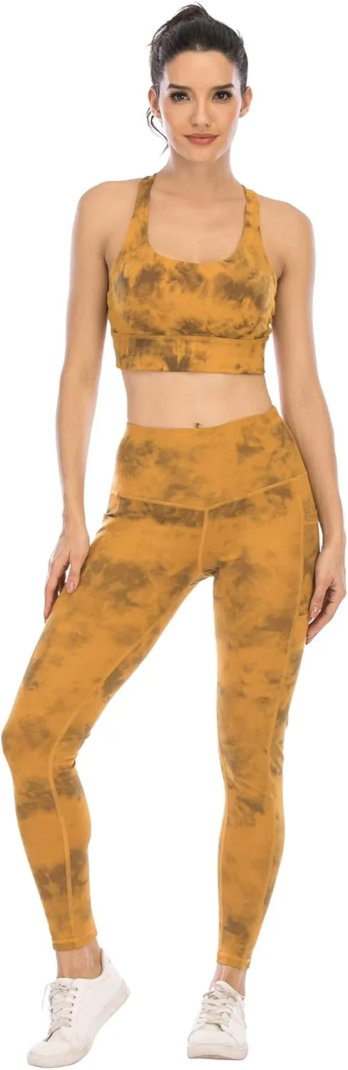 CHRLEISURE Leggings with Pockets for Women, High Waisted Tummy Control Workout Yoga Pants