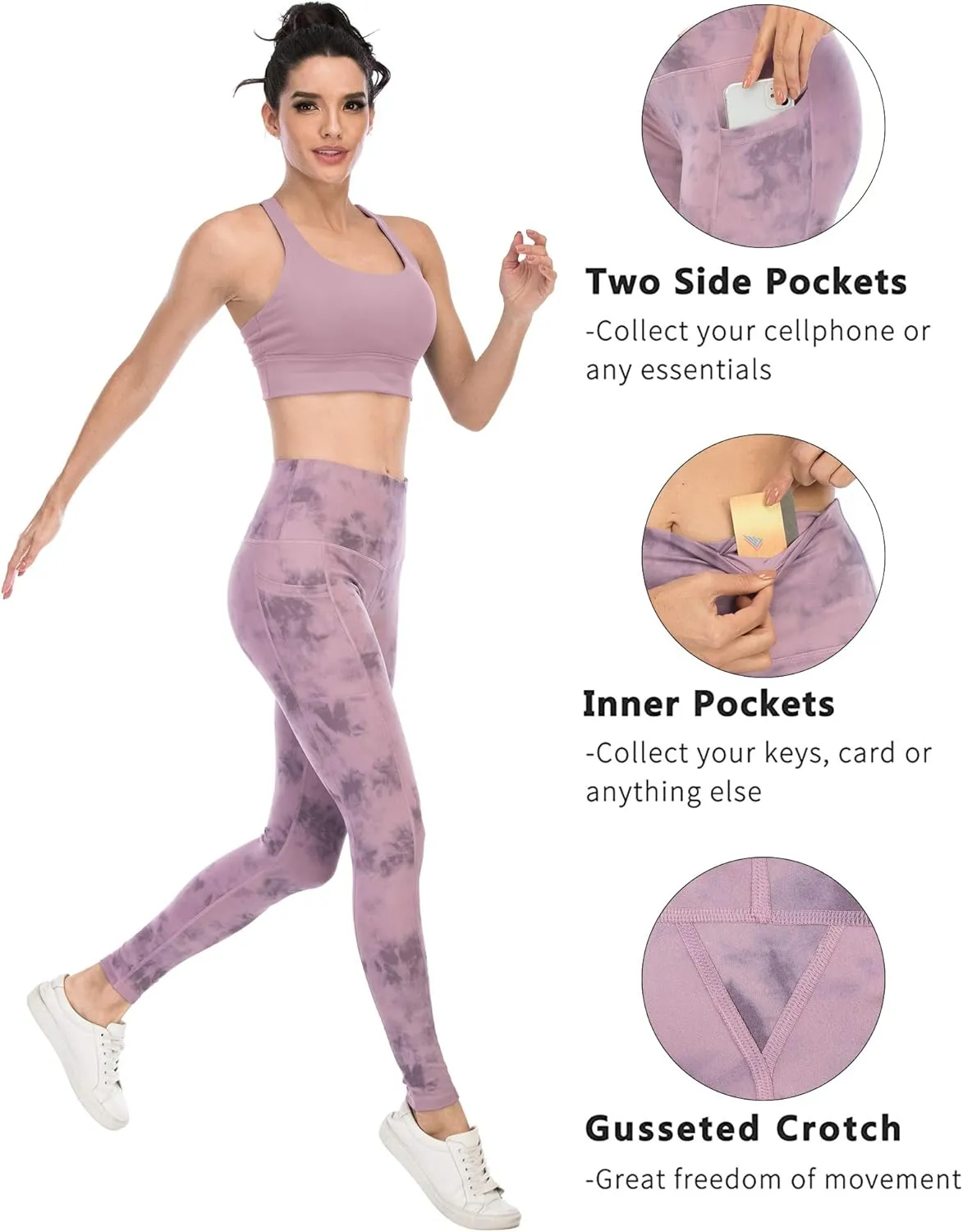CHRLEISURE Leggings with Pockets for Women, High Waisted Tummy Control Workout Yoga Pants