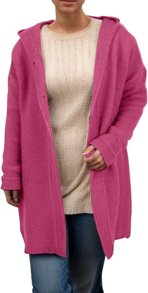 Chunky Cardigan Sweaters for Women Hooded Knit Long Cardigan Casual Long Sleeve Open Front Cardigan Hoodie Spring Coat
