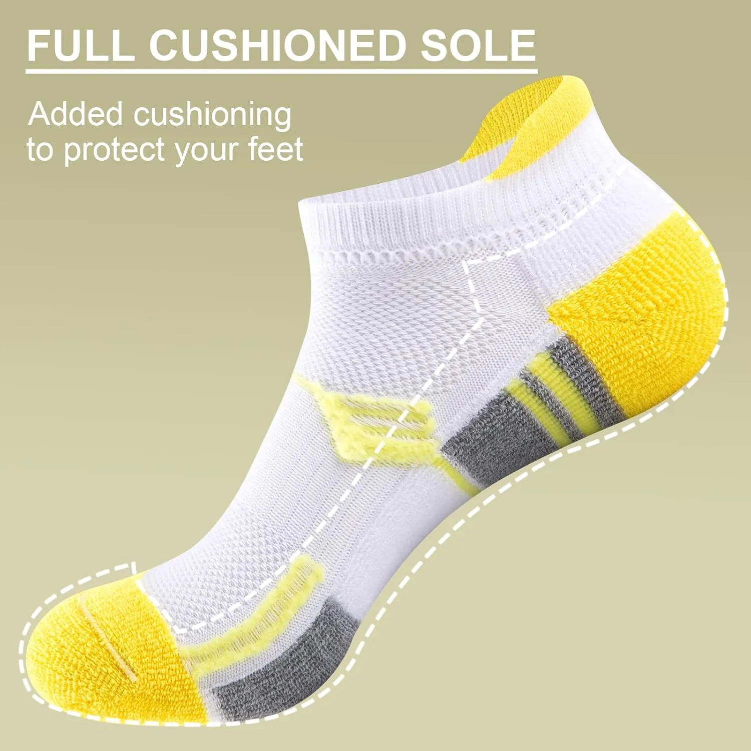 COOVAN Ankle Socks Womens Athletic Low Cut Thick Cushioned Running Socks with Tab 6 Pairs