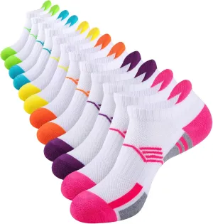 COOVAN Ankle Socks Womens Athletic Low Cut Thick Cushioned Running Socks with Tab 6 Pairs