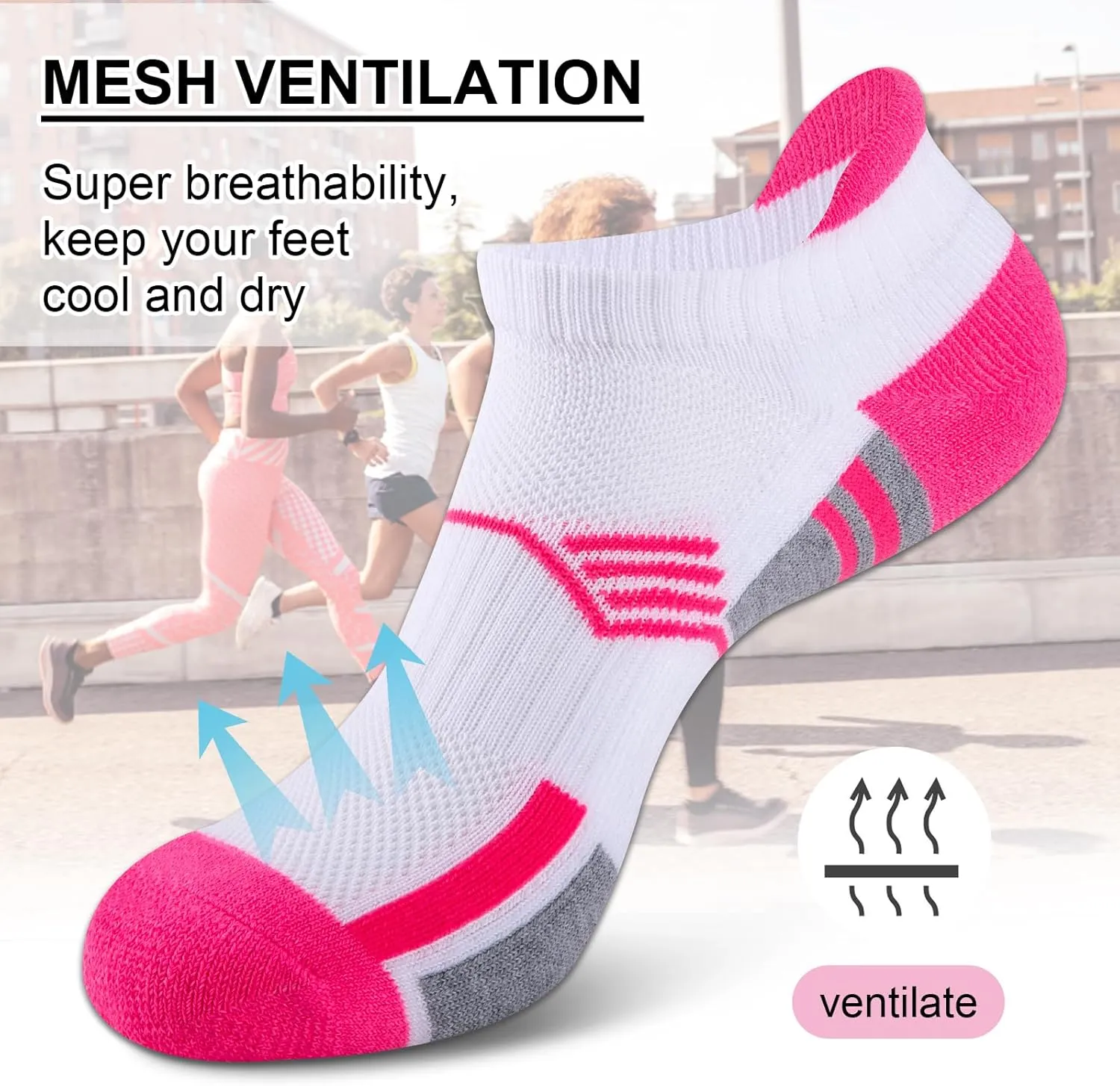 COOVAN Ankle Socks Womens Athletic Low Cut Thick Cushioned Running Socks with Tab 6 Pairs
