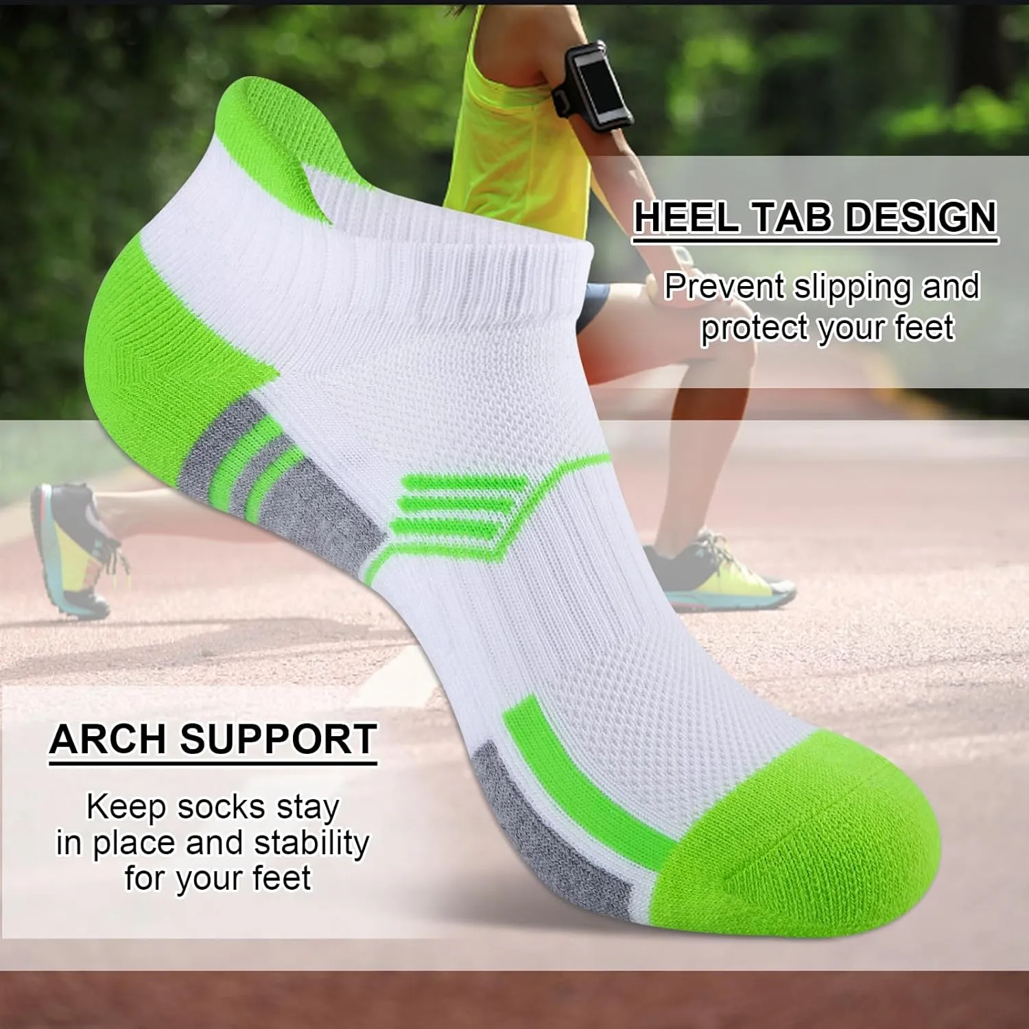 COOVAN Ankle Socks Womens Athletic Low Cut Thick Cushioned Running Socks with Tab 6 Pairs