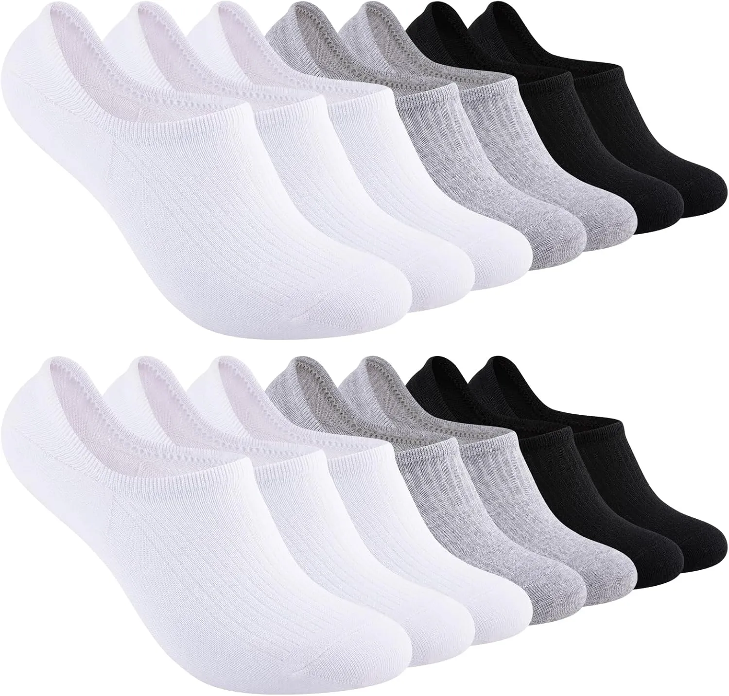 COOVAN Womens No Show Socks 7 Pack Cotton Low Cut Anti-slid Invisible Short Ankle Socks with Non Slip Grip