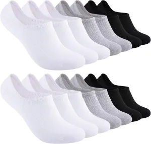 COOVAN Womens No Show Socks 7 Pack Cotton Low Cut Anti-slid Invisible Short Ankle Socks with Non Slip Grip