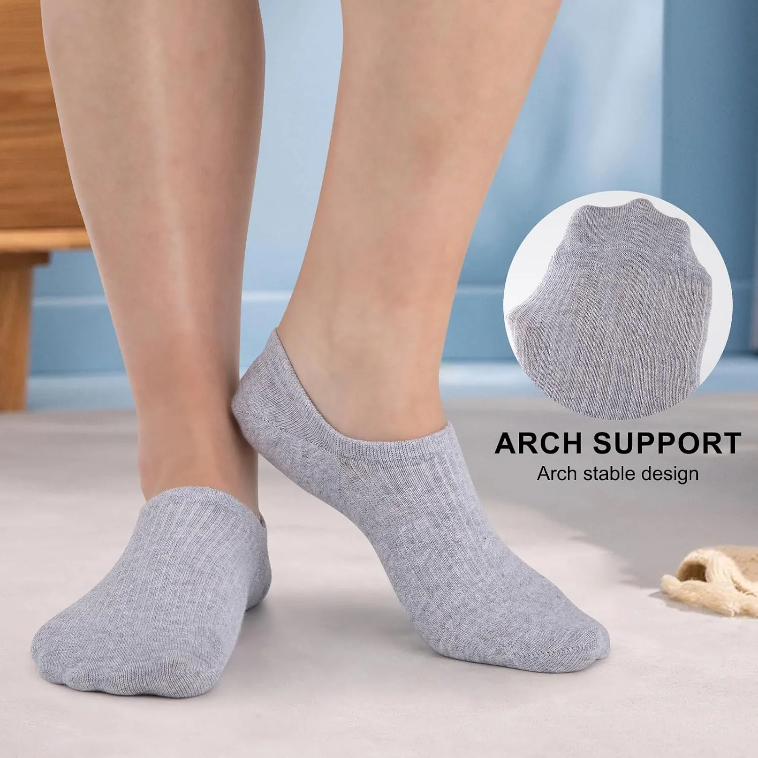 COOVAN Womens No Show Socks 7 Pack Cotton Low Cut Anti-slid Invisible Short Ankle Socks with Non Slip Grip