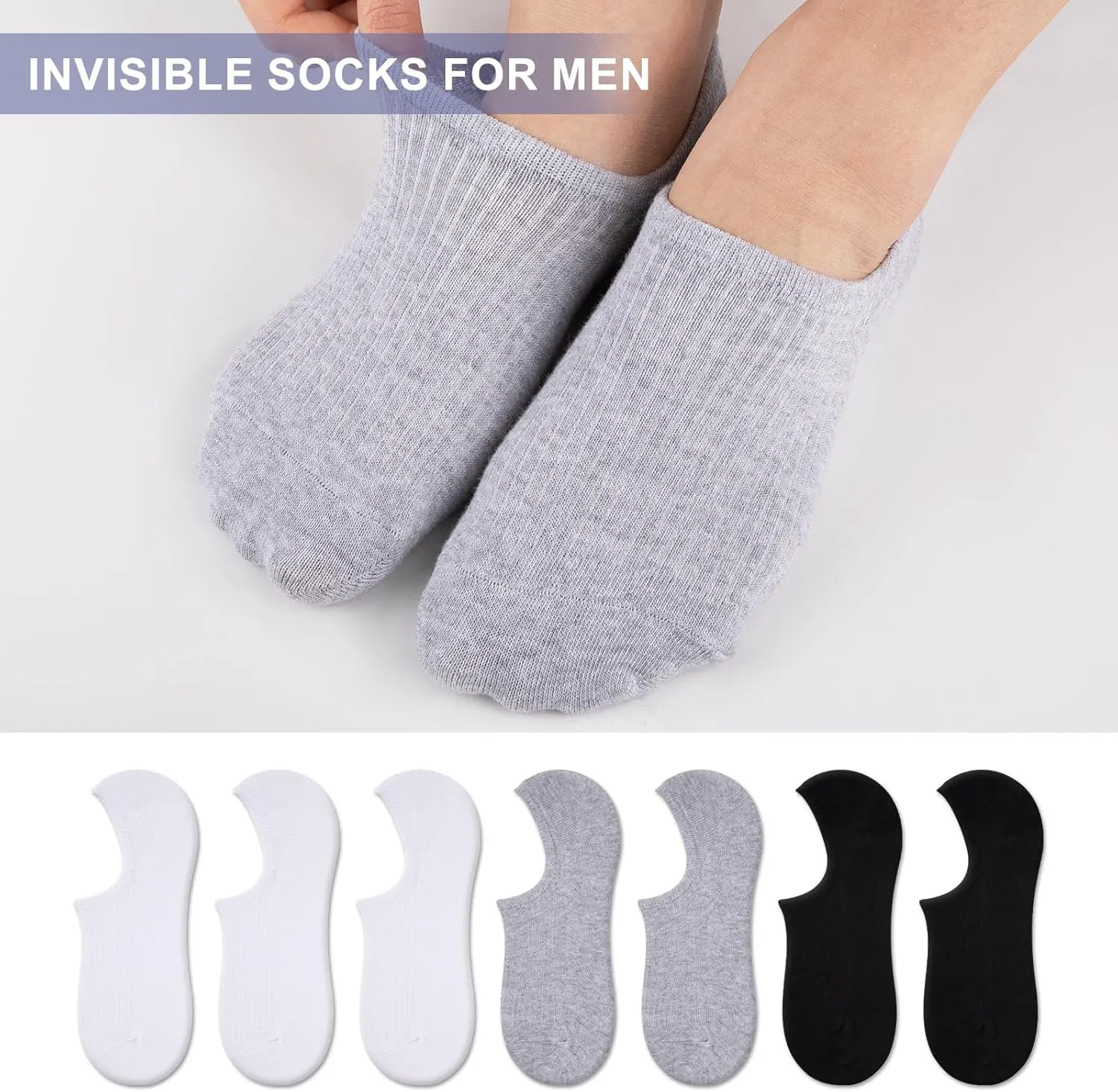 COOVAN Womens No Show Socks 7 Pack Cotton Low Cut Anti-slid Invisible Short Ankle Socks with Non Slip Grip