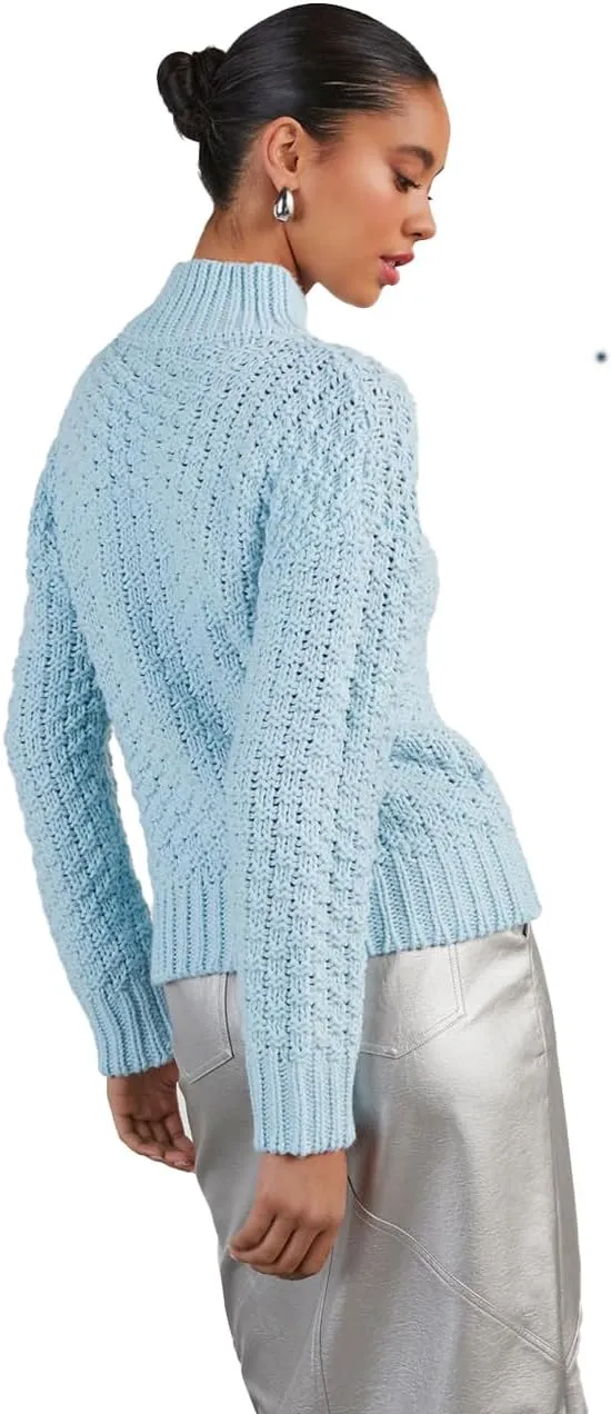 cordat Women's 2024 Fall Long Sleeve Turtleneck Sweater Tops Hollow Knit Soft Pullover Jumper