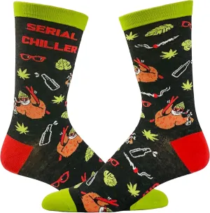 Crazy Dog T-Shirts Men's Serial Chiller Socks Funny 420 Weed Cool Sloth Novelty Footwear