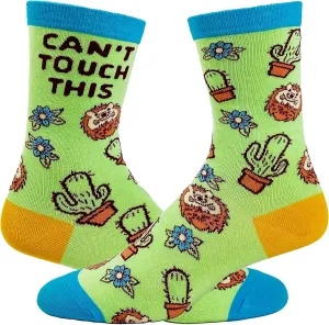 Crazy Dog T-Shirts Women's Can't Touch This Socks Funny Sharp Cactus Hedgehog Graphic Sarcastic Footwear