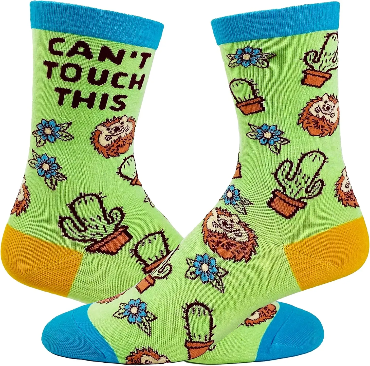 Crazy Dog T-Shirts Women's Can't Touch This Socks Funny Sharp Cactus Hedgehog Graphic Sarcastic Footwear